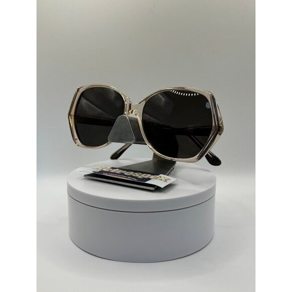 True Vintage Oversize Sunglasses | NOS | Black/Gold/Clear Grey Lens Oleg Cassini main image 5